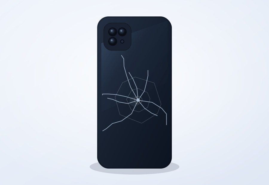 Dos ou coque de smartphone fissuré