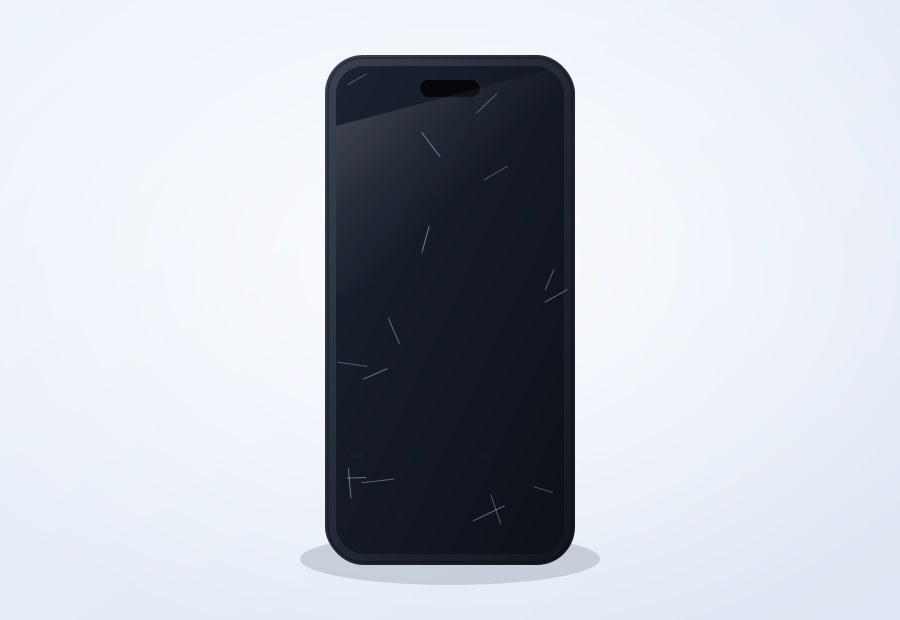 Écran de smartphone en état correct, rayures visibles