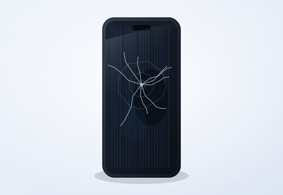 Écran de smartphone fissuré ou à l'affichage défectueux